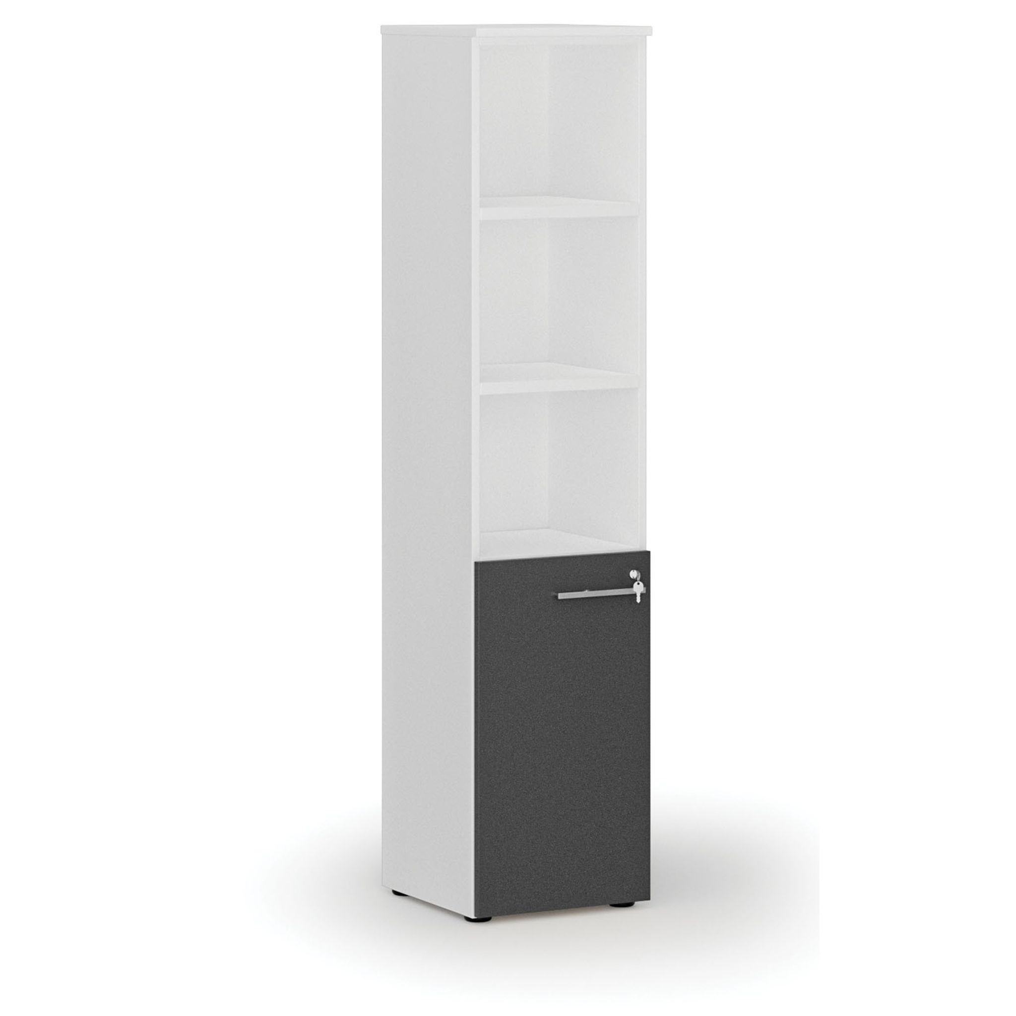 Büro-Kombischrank PRIMO WHITE, Tür auf 2 Etagen, 400 x 420 x 1781 mm, weiß/Graphit