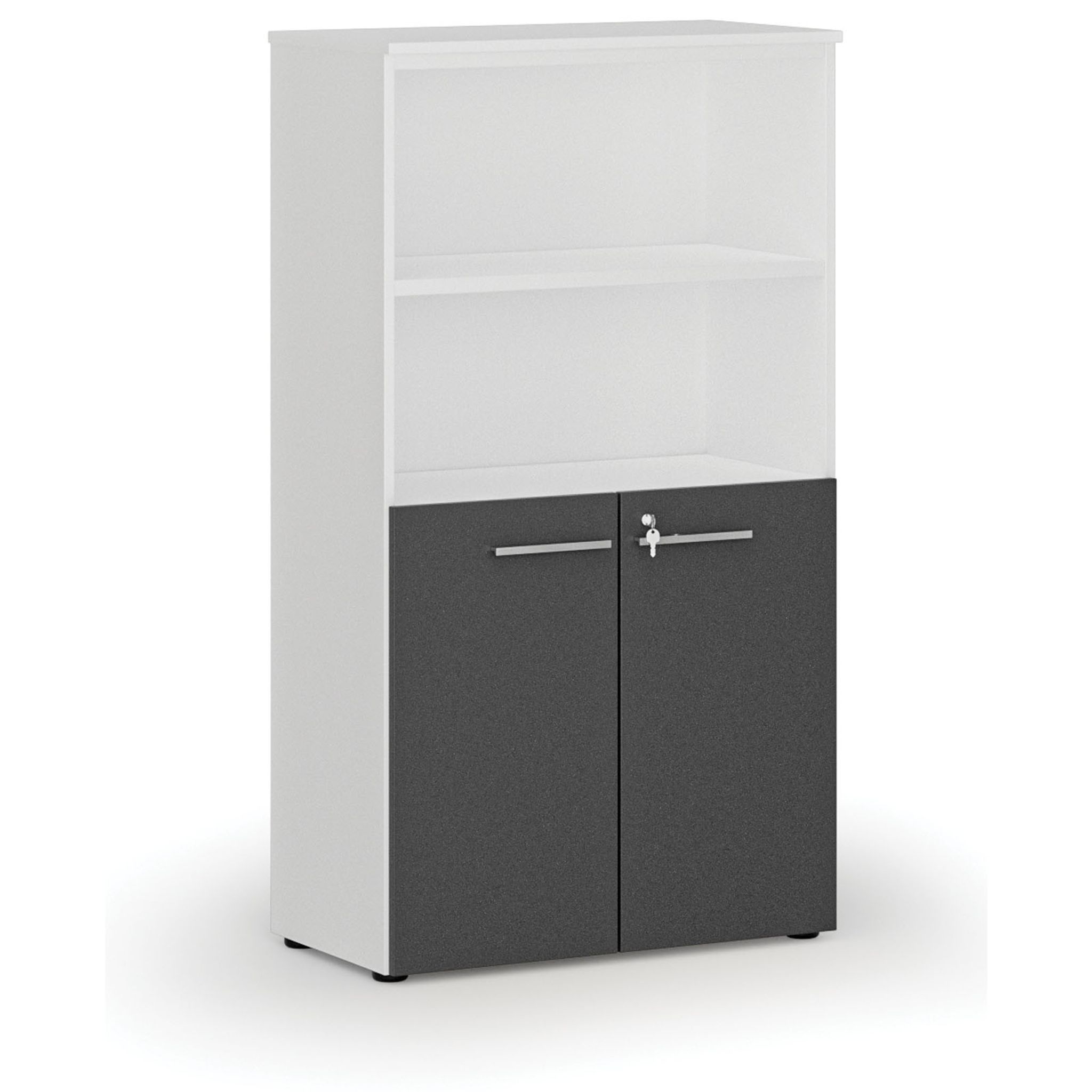Büro-Kombischrank PRIMO WHITE, Tür auf 2 Etagen, 800 x 420 x 1434 mm, weiß/Graphit