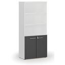 Büro-Kombischrank PRIMO WHITE, Tür auf 2 Etagen, 800 x 420 x 1781 mm, weiß/Graphit