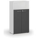 Büro-Kombischrank PRIMO WHITE, Tür auf 3 Etagen, 800 x 420 x 1434 mm, weiß/Graphit