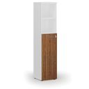 Büro-Kombischrank PRIMO WHITE, Tür auf 3 Etagen, 400 x 420 x 1781 mm, weiß/Nussbaum