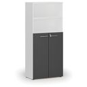 Büro-Kombischrank PRIMO WHITE, Tür auf 3 Etagen, 800 x 420 x 1781 mm, weiß/Graphit