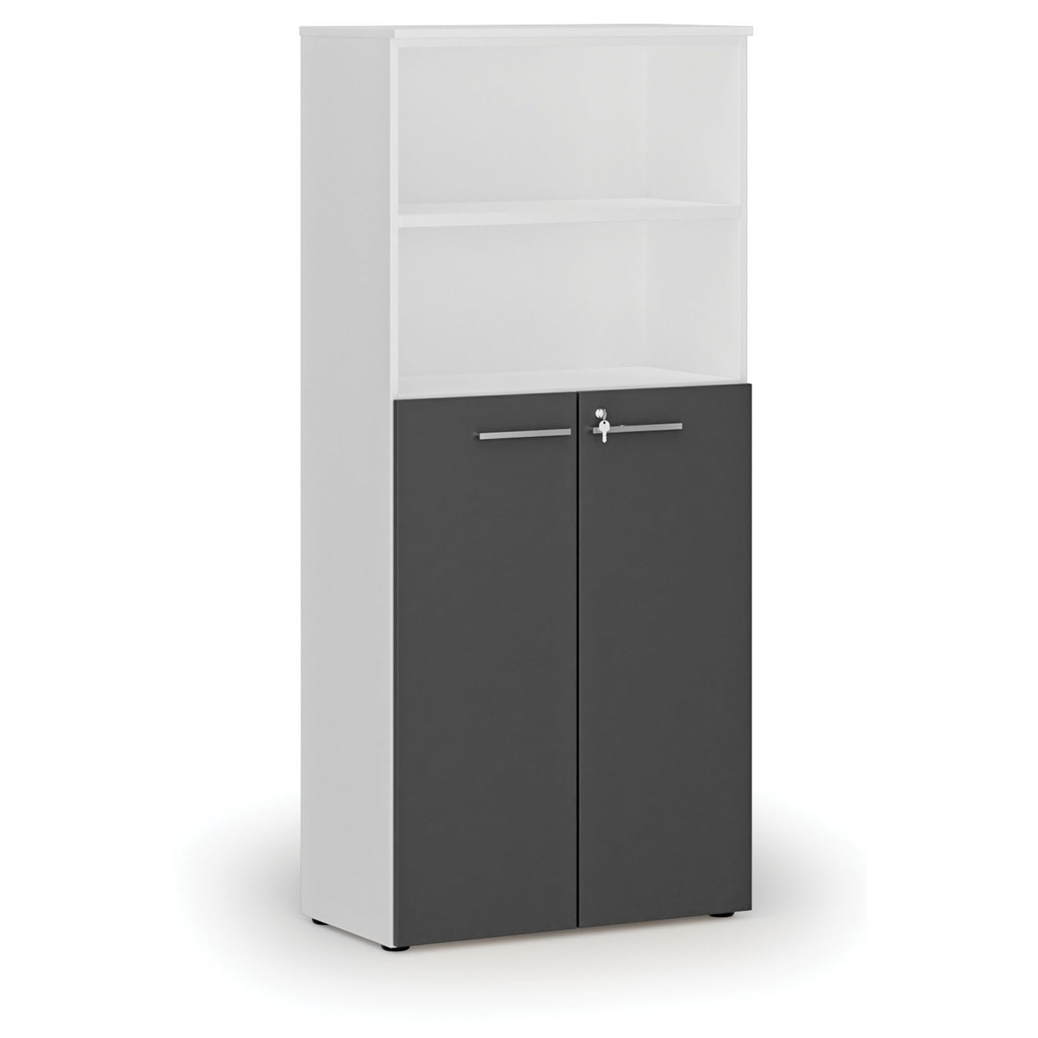 Büro-Kombischrank PRIMO WHITE, Tür auf 3 Etagen, 800 x 420 x 1781 mm, weiß/Graphit