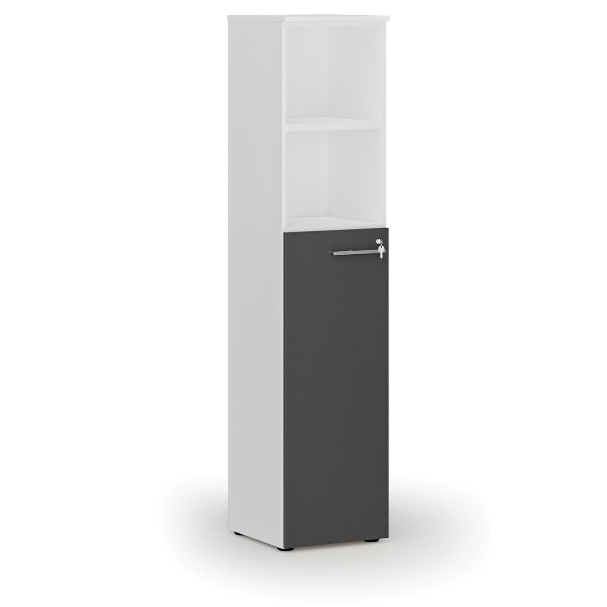 Büro-Kombischrank PRIMO WHITE, Tür auf 3 Etagen, 400 x 420 x 1781 mm, weiß/Graphit