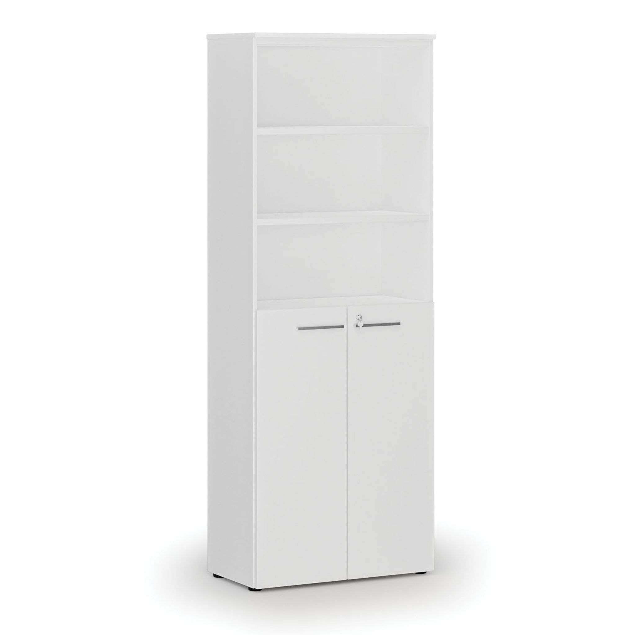 Büro-Kombischrank PRIMO WHITE, Tür auf 3 Etagen, 800 x 420 x 2128 mm, weiß
