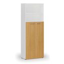 Büro-Kombischrank PRIMO WHITE, Tür auf 4 Etagen, 800 x 420 x 2128 mm, Weiß/Buche