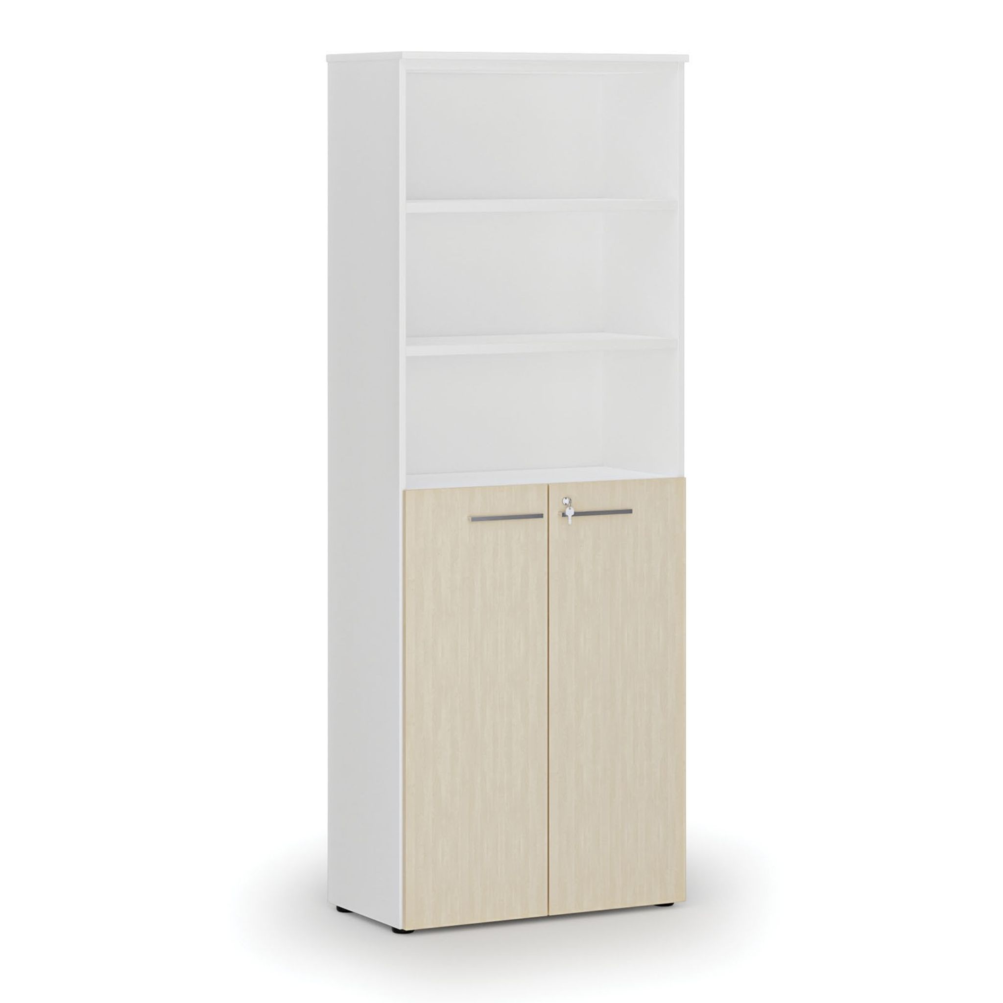 Büro-Kombischrank PRIMO WHITE, Tür für 3 Etagen, 800 x 420 x 2128 mm