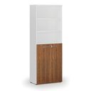 Büro-Kombischrank PRIMO WHITE, Tür für 3 Etagen, 800 x 420 x 2128 mm, weiß/Nussbaum