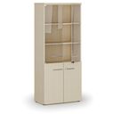Büro-Kombischrank PRIMO WOOD mit Holz- und Glastür, 800 x 420 x 1781 mm, Birke