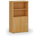 Büro-Kombischrank PRIMO WOOD, Schiebetür auf 2 Etagen, 1434 x 800 x 420 mm, Buche