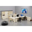 Büro-Kombischrank PRIMO WOOD, Schiebetür auf 2 Etagen, 2128 x 800 x 420 mm, Birke