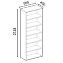 Büro-Kombischrank PRIMO WOOD, Schiebetür auf 2 Etagen, 2128 x 800 x 420 mm, Birke