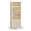 Büro-Kombischrank PRIMO WOOD, Schiebetür auf 2 Etagen, 800 x 420 x 2128 mm, Birke