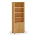 Büro-Kombischrank PRIMO WOOD, Schiebetür auf 2 Etagen, 800 x 420 x 2128 mm, Buche