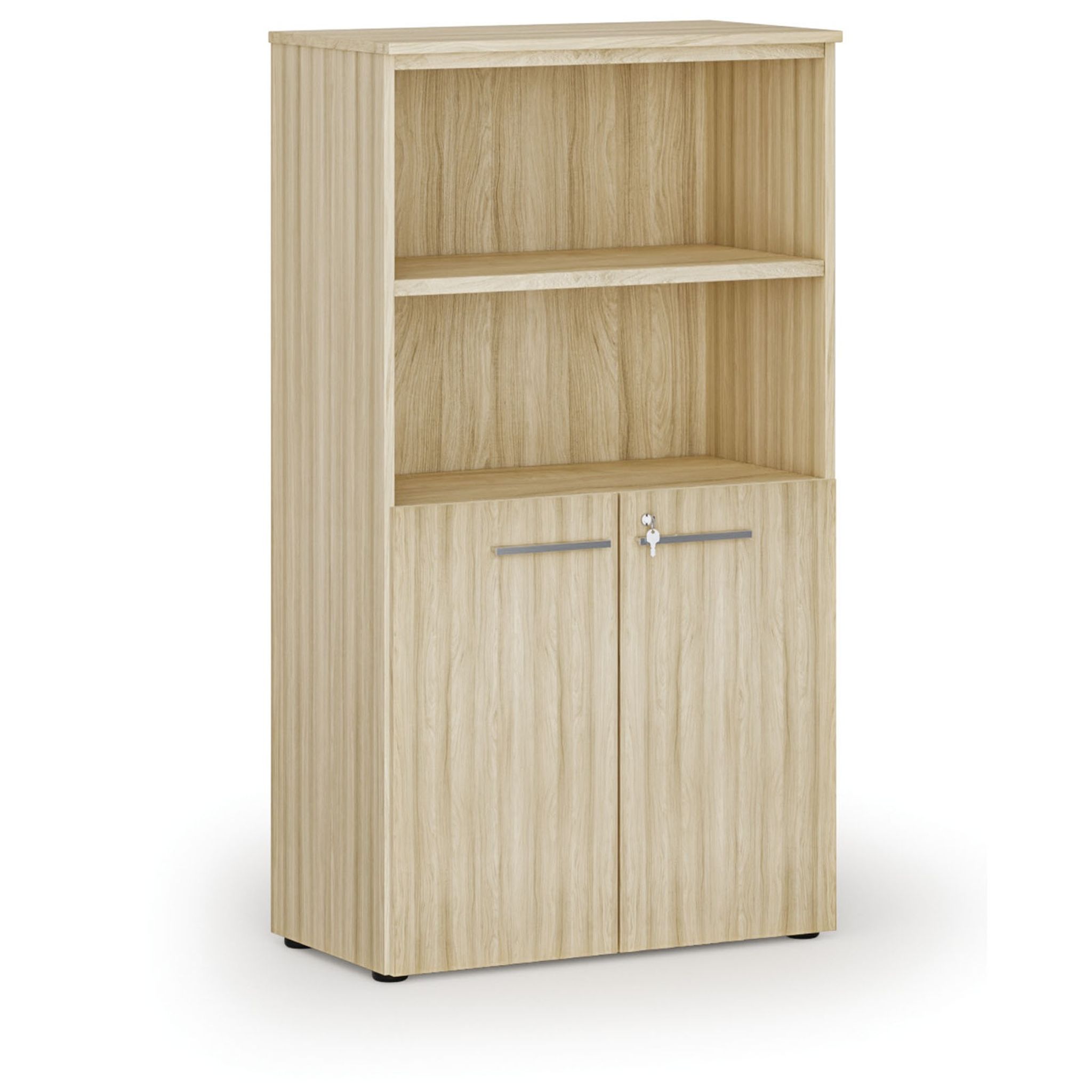 Büro-Kombischrank PRIMO WOOD, Tür auf 2 Etagen, 800 x 420 x 1434 mm, Eiche natur