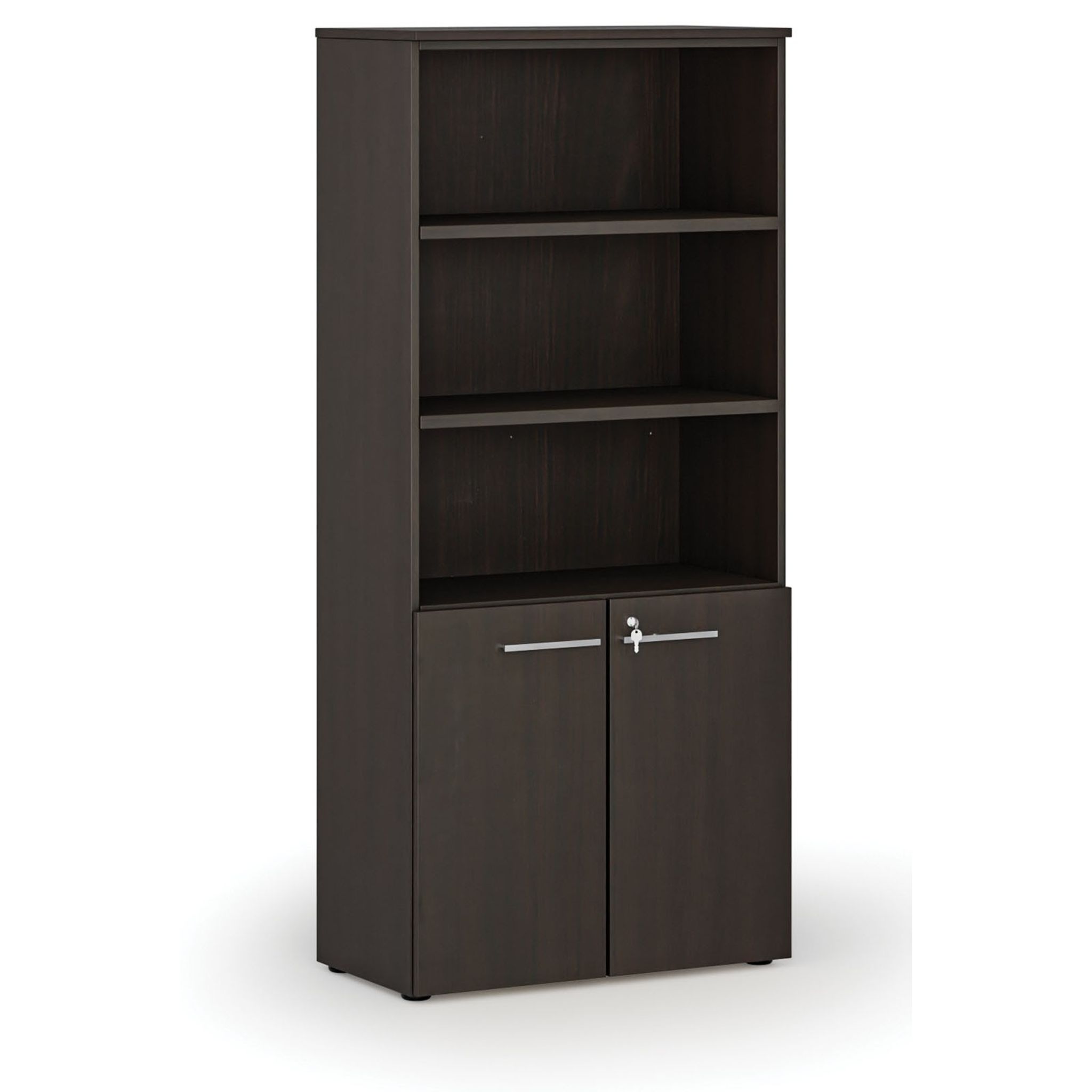 Büro-Kombischrank PRIMO WOOD, Tür auf 2 Etagen, 1781 x 800 x 420 mm, Wenge