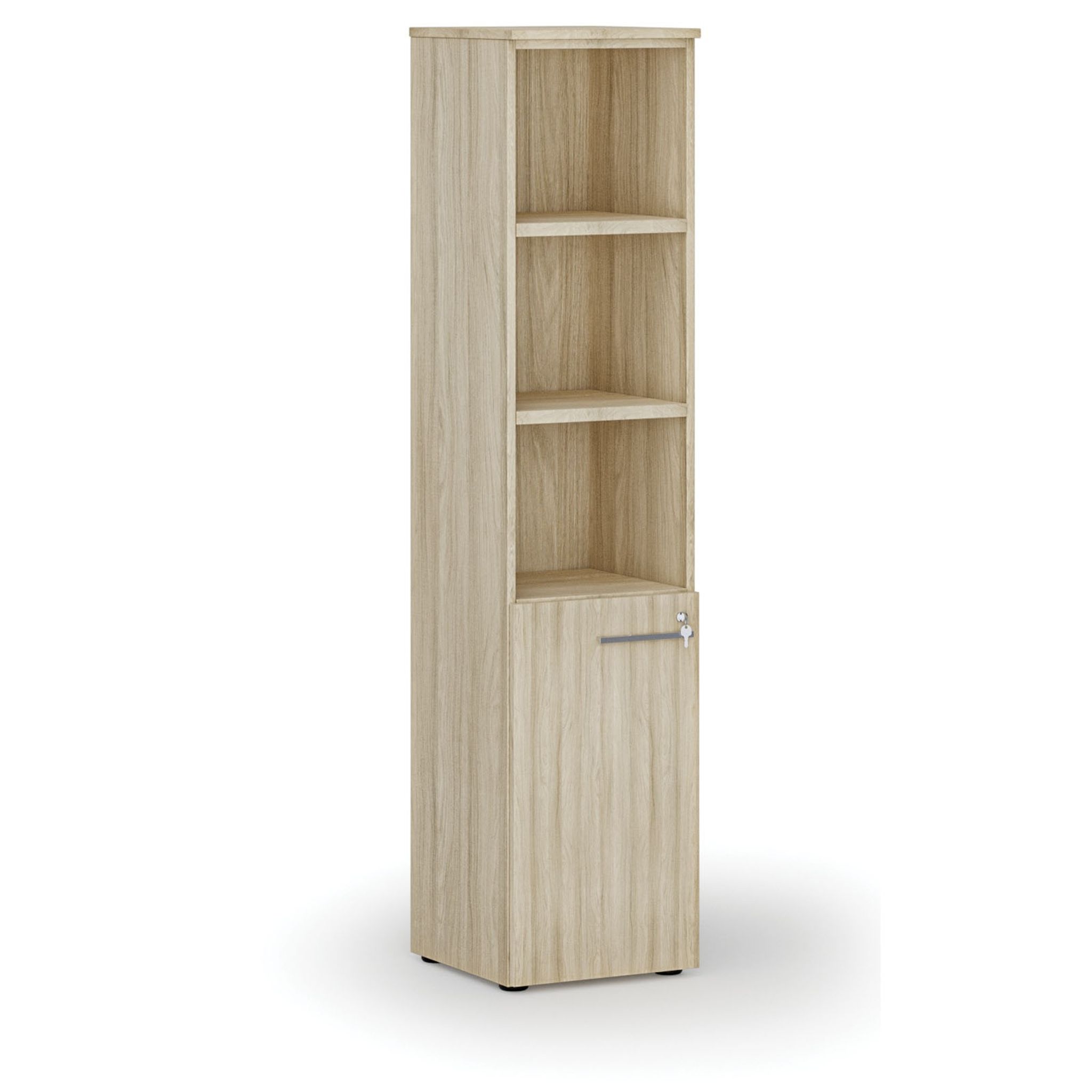 Büro-Kombischrank PRIMO WOOD, Tür auf 2 Etagen, 400 x 420 x 1781 mm, Eiche natur
