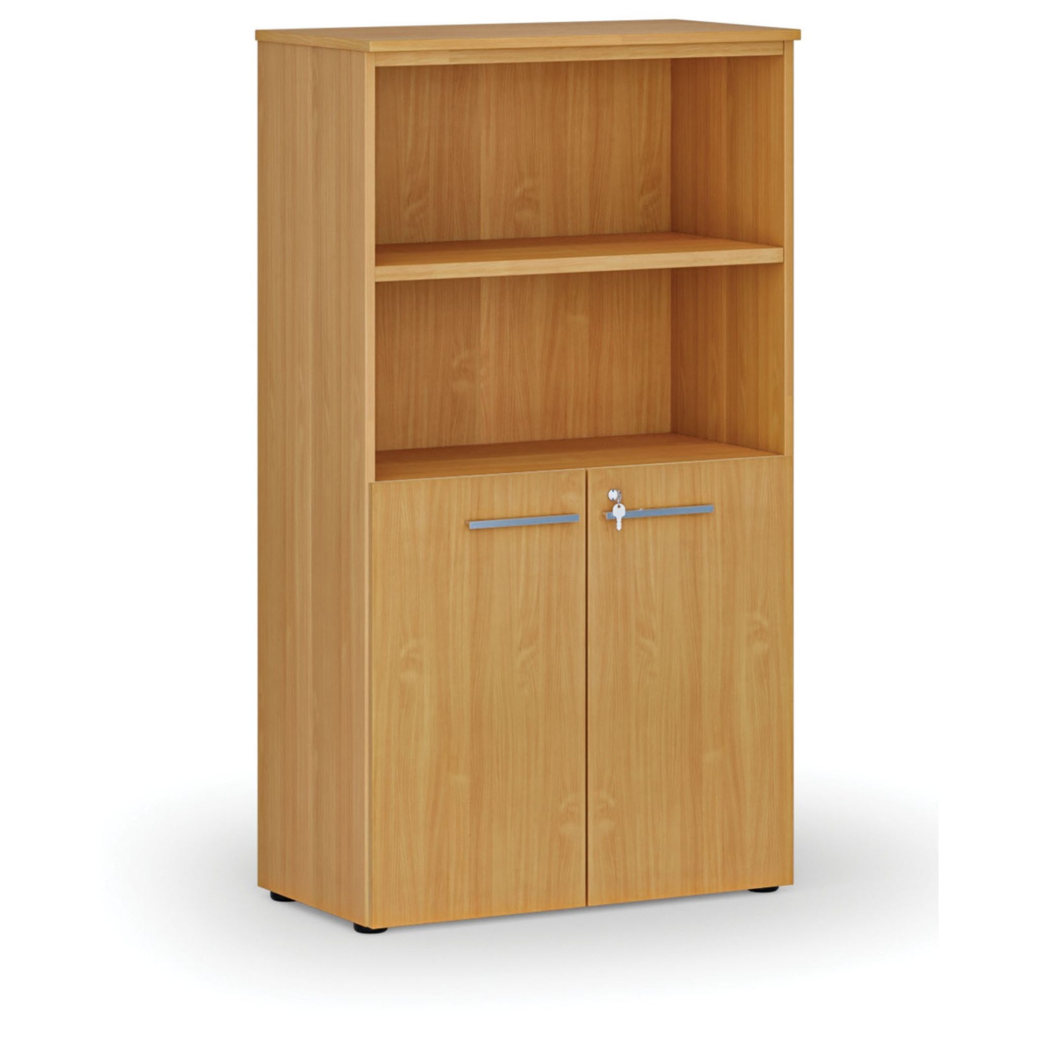 Büro-Kombischrank PRIMO WOOD, Tür auf 2 Etagen, 800 x 420 x 1434 mm, Buche