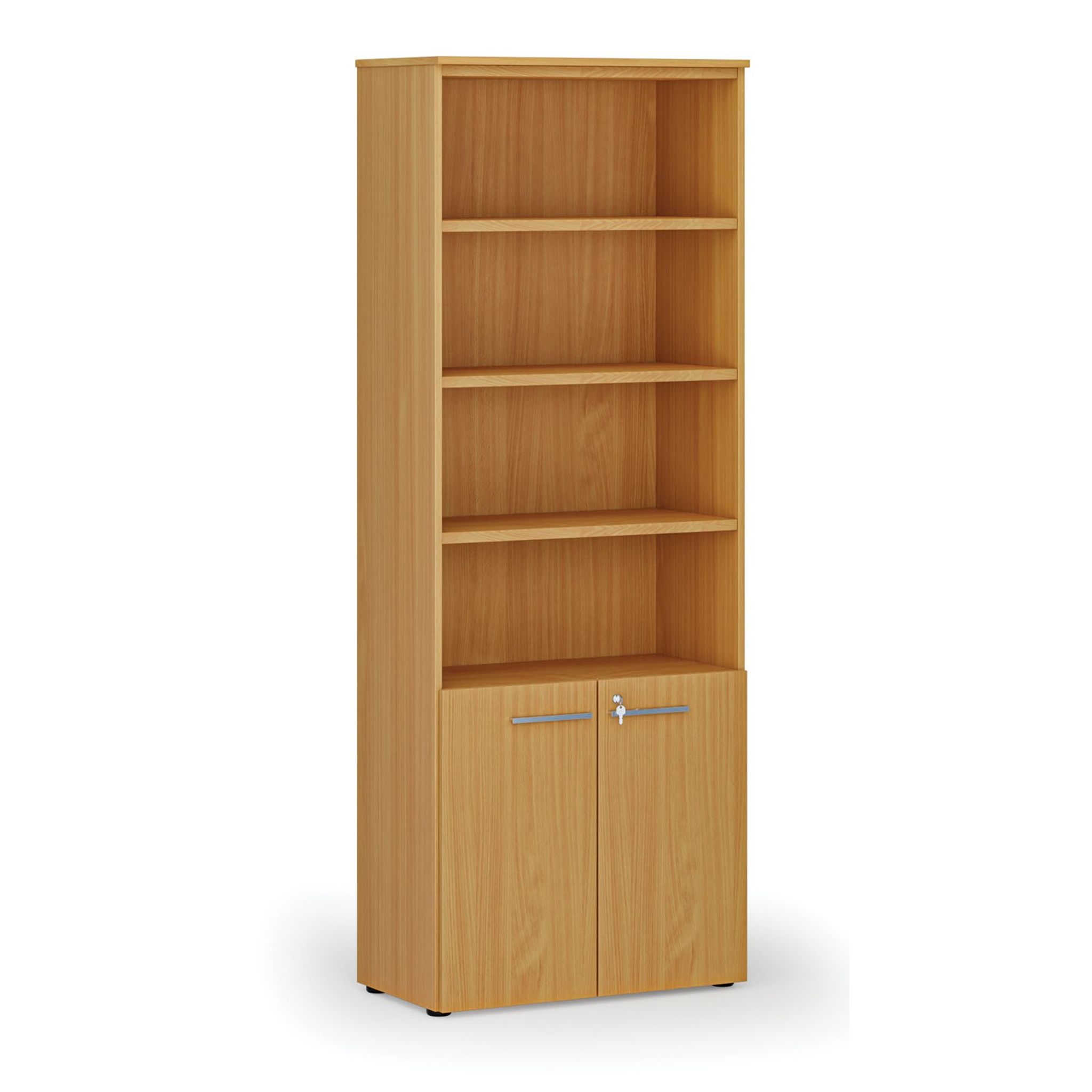Büro-Kombischrank PRIMO WOOD, Tür auf 2 Etagen, 800 x 420 x 2128 mm, Buche