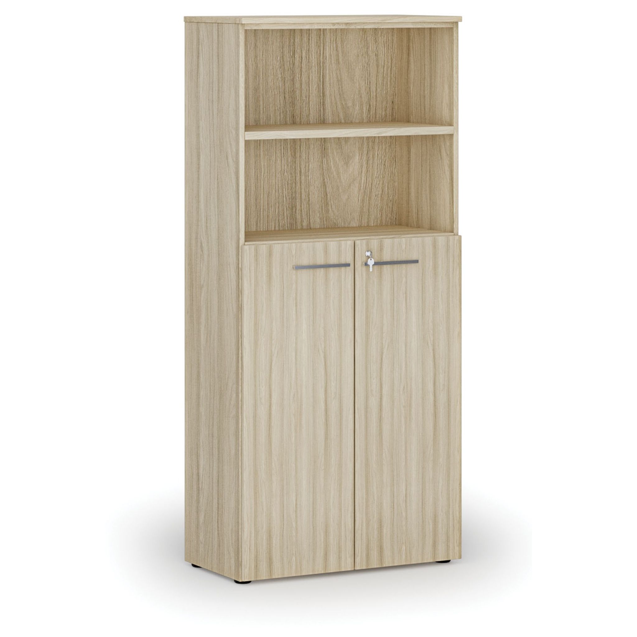 Büro-Kombischrank PRIMO WOOD, Tür auf 3 Etagen, 1781 x 800 x 420 mm, Eiche natur