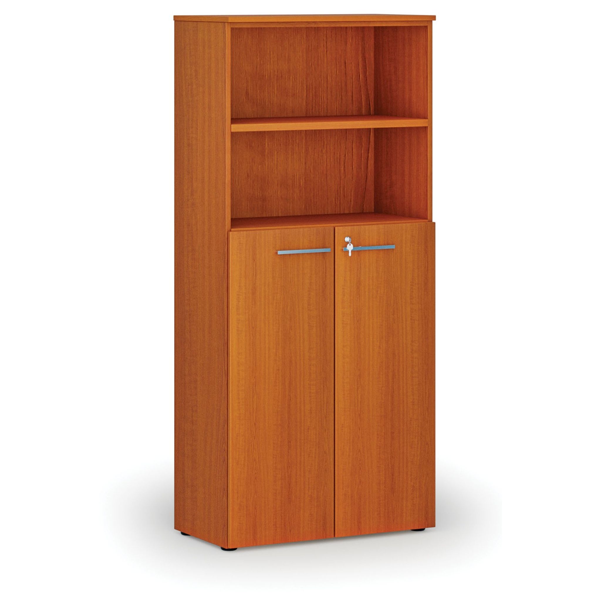 Büro-Kombischrank PRIMO WOOD, Tür auf 3 Etagen, 1781 x 800 x 420 mm, Kirsche