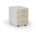 Büro-Rollcontainer für Hängeregister PRIMO WHITE, 3 Schubladen, weiß/Eiche natur