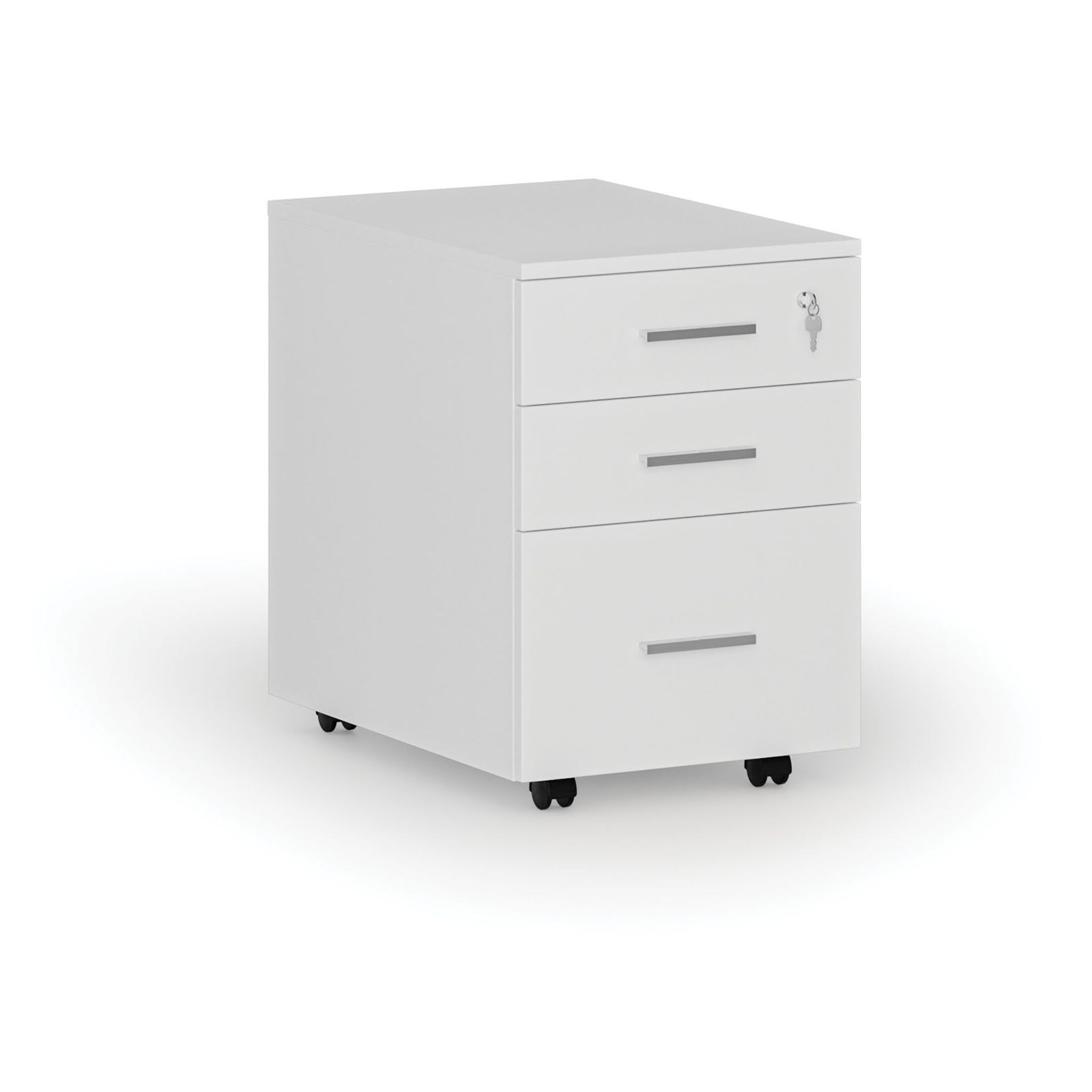 Büro-Rollcontainer für Hängeregister PRIMO WHITE, 3 Schubladen, weiß