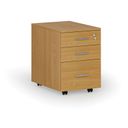 Büro-Rollcontainer für Hängeregister PRIMO WOOD, 3 Schubladen, Buche