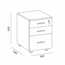 Büro-Rollcontainer für Hängeregister SOLID, 3 Schubladen, weiß