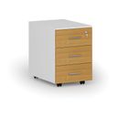 Büro-Rollcontainer PRIMO WHITE, 3 Schubladen, Weiß/Buche