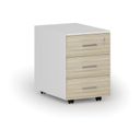 Büro-Rollcontainer PRIMO WHITE, 3 Schubladen, weiß/Eiche natur