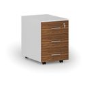 Büro-Rollcontainer PRIMO WHITE, 3 Schubladen, weiß/Nussbaum