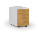 Büro-Rollcontainer PRIMO WHITE, 4 Schubladen, Weiß/Buche