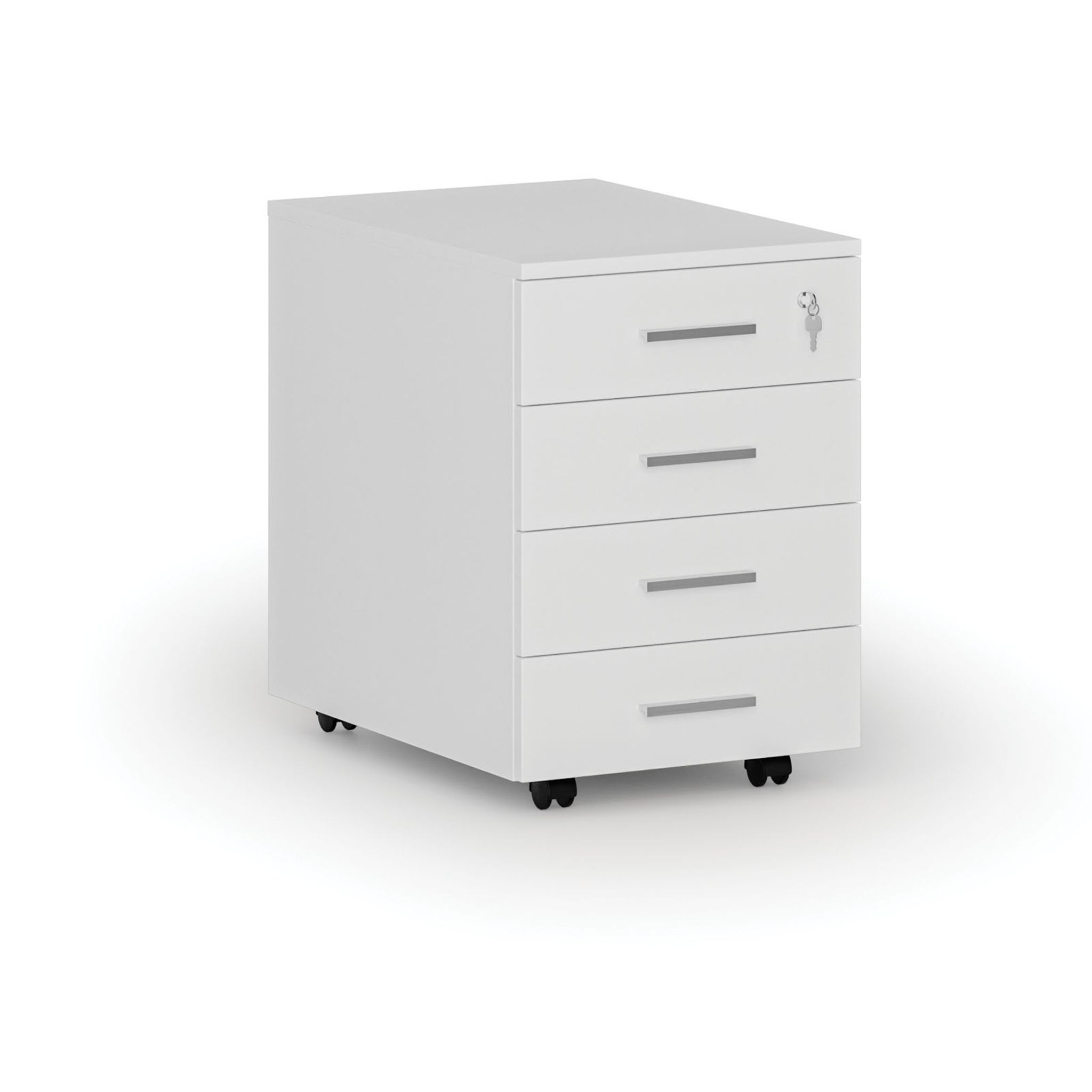 Büro-Rollcontainer PRIMO WHITE, 4 Schubladen, weiß