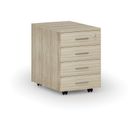 Büro-Rollcontainer PRIMO WOOD, 4 Schubladen, Eiche natur