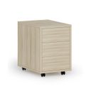 Büro-Rollcontainer PRIMO WOOD, PUSH-lock, 3 Schubladen, Eiche natur