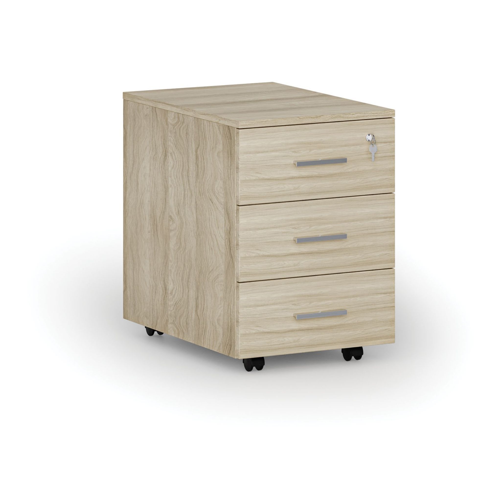Büro-Rollcontainer SEGMENT, 3 Schubladen, 430 x 546 x 619 mm, Eiche natur