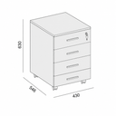 Büro-Rollcontainer SOLID, 4 Schubladen, Eiche natur Büro-Rollcontainer SOLID, 4 Schubladen, Eiche natur