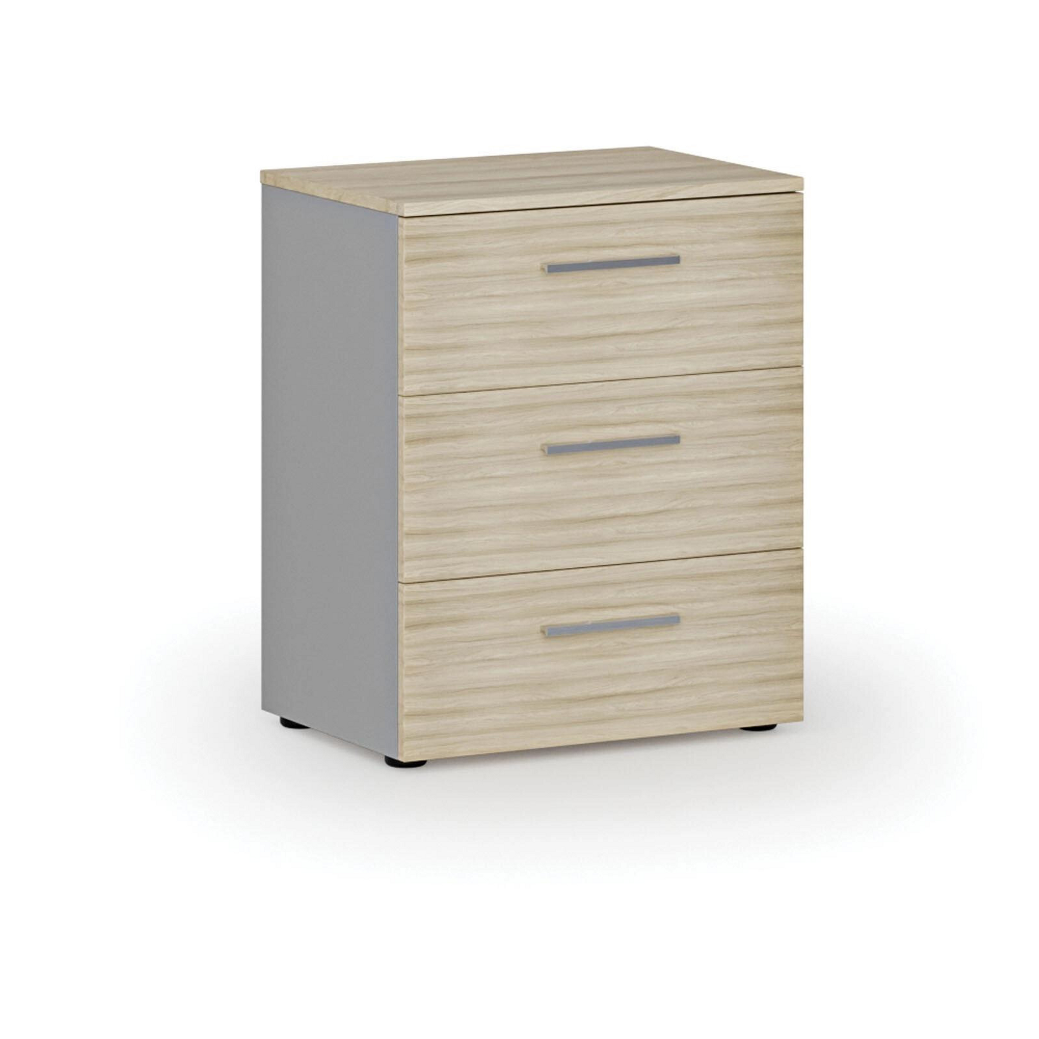 Büro-Schreibtischkommode PRIMO GRAY, 740 x 600 x 420 mm, Eiche grau/natur