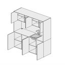 Büroküche NIKA mit Waschbecken und Wasserhahn 1963 x 600 x 2000 mm, weiß, rechts