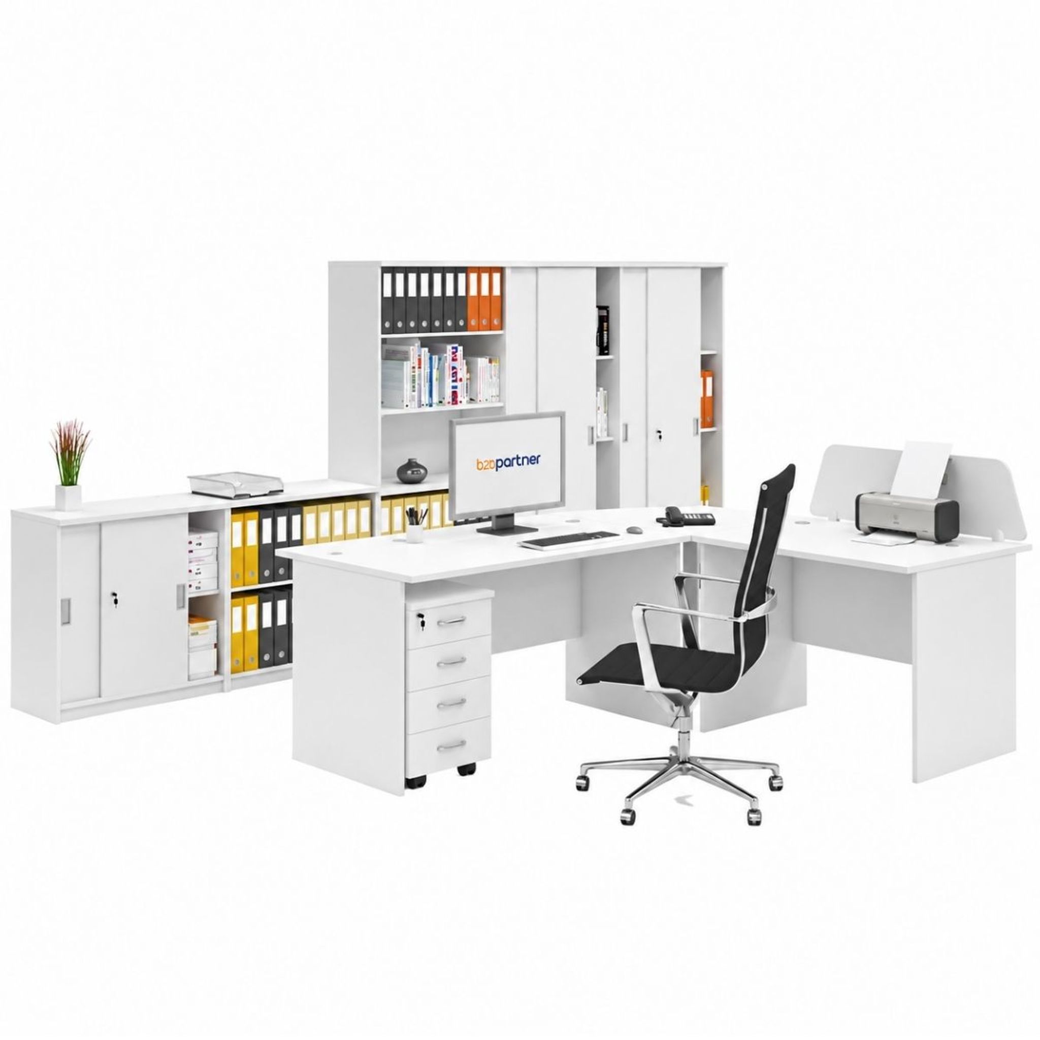 Büromöbelset MIRELLI, typ B, weiß Büromöbelset MIRELLI, typ B, weiß