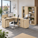 Büromöbelset MIRELLI, Typ C, rechts, Birke Büromöbelset MIRELLI, Typ C, rechts, Birke