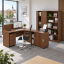 Büromöbelset MIRELLI, Typ C, rechts, Nussbaum Büromöbelset MIRELLI, Typ C, rechts, Nussbaum