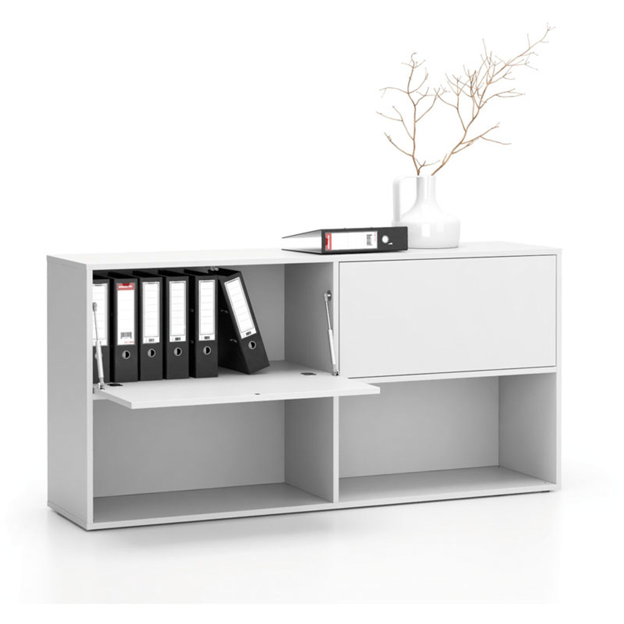 Büroregal LAYERS, lang, 2 Boxen, 1582 x 400 x 777 mm