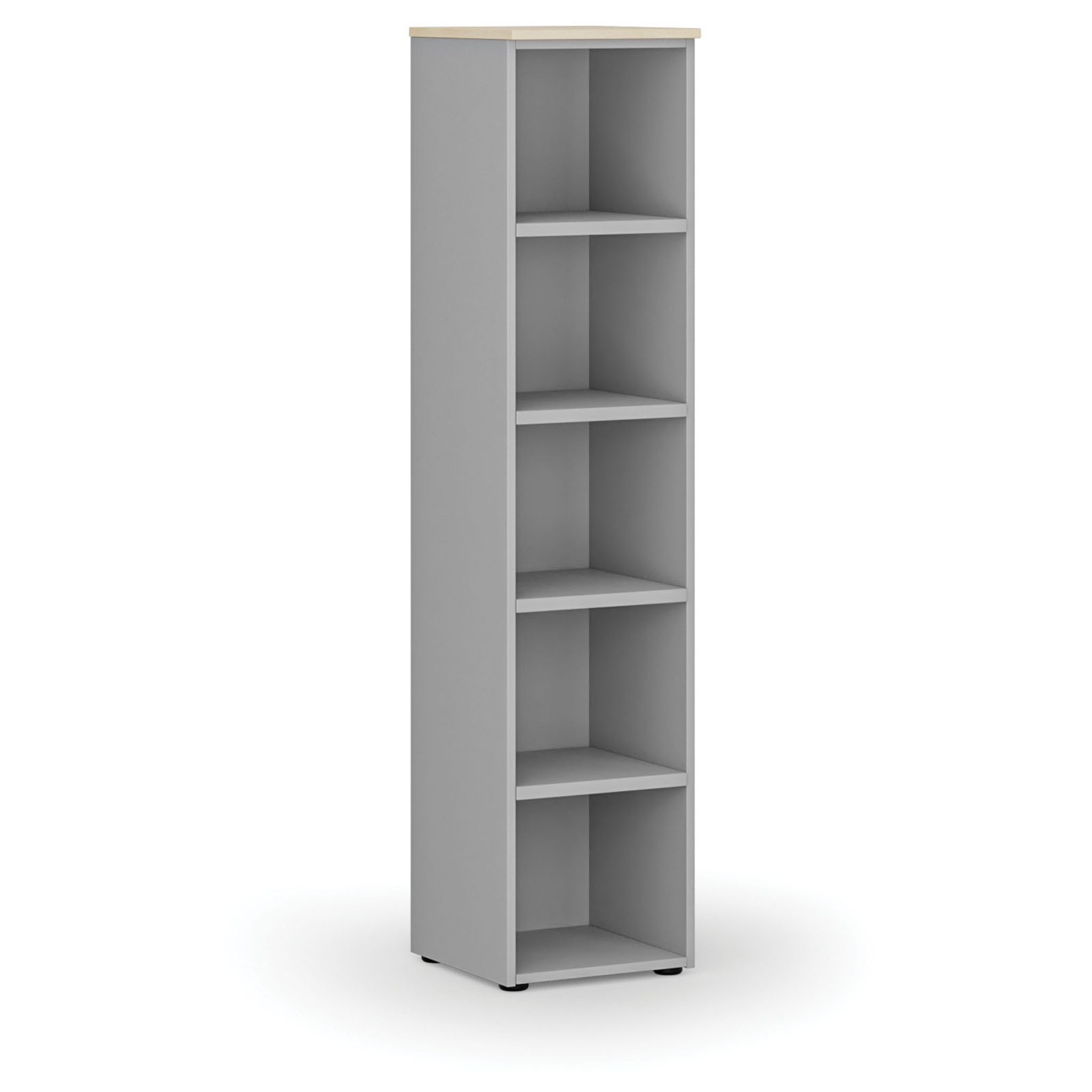 Büroregal PRIMO GRAY, 1781 x 400 x 420 mm, grau/Birke