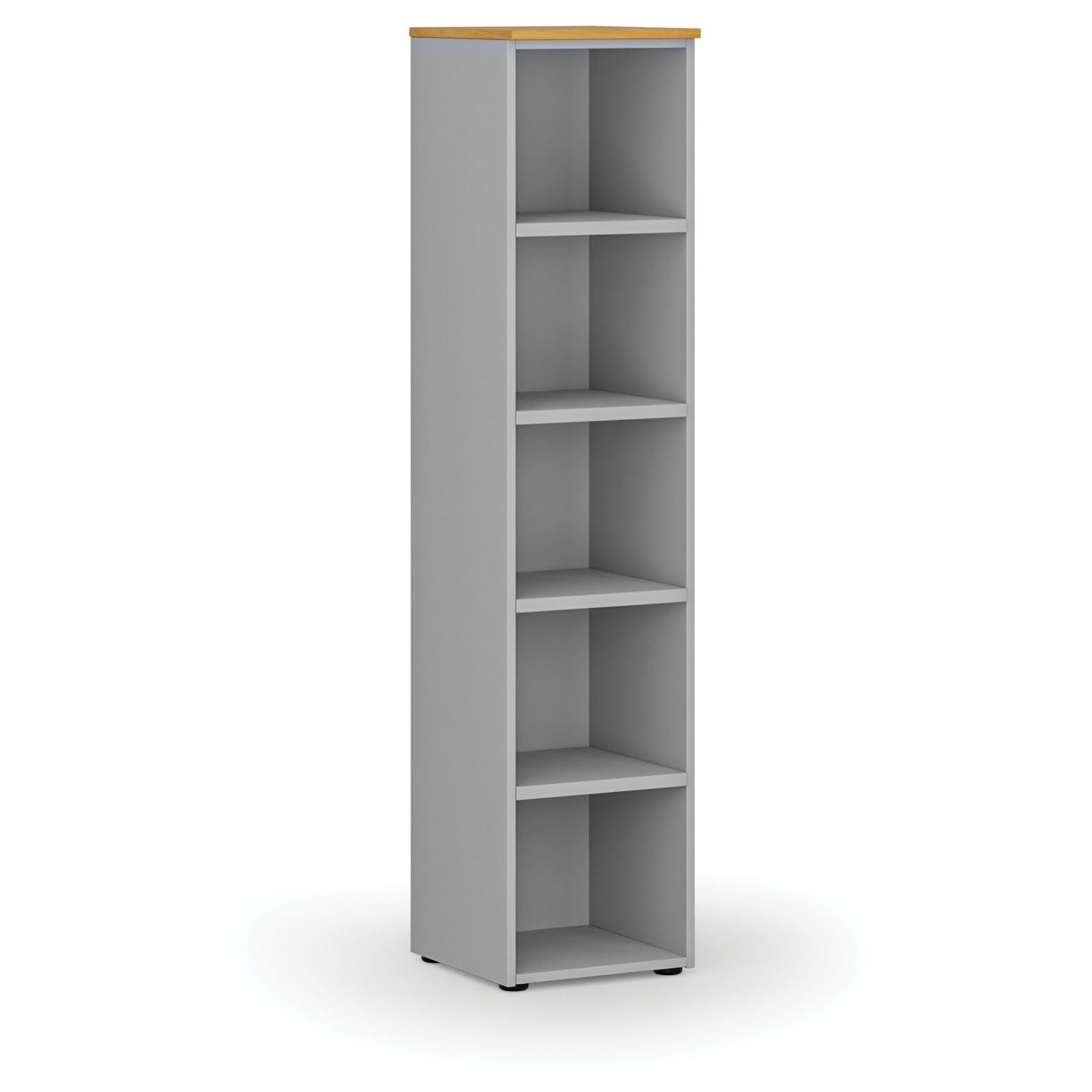 Büroregal PRIMO GRAY, 1781 x 400 x 420 mm, grau/Buche