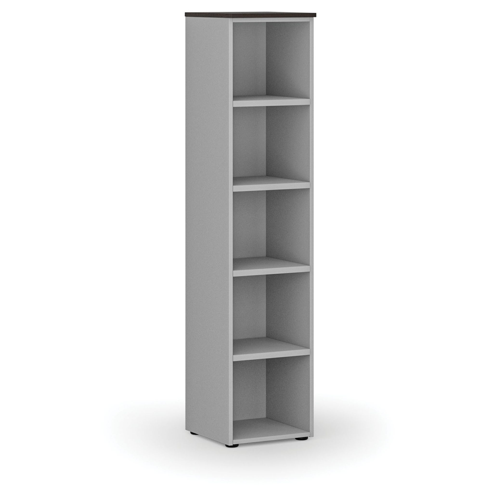 Büroregal PRIMO GRAY, 1781 x 400 x 420 mm, grau/Wenge