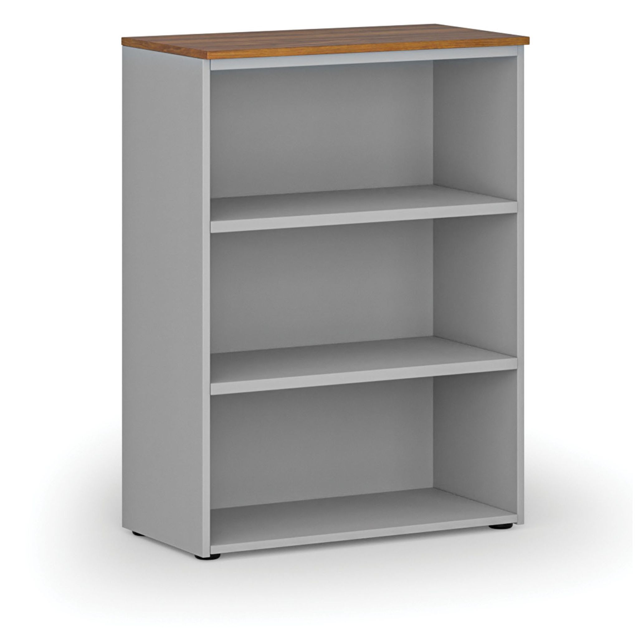 Büroregal PRIMO GRAY, 800 x 420 x 1087 mm, grau/Nussbaum