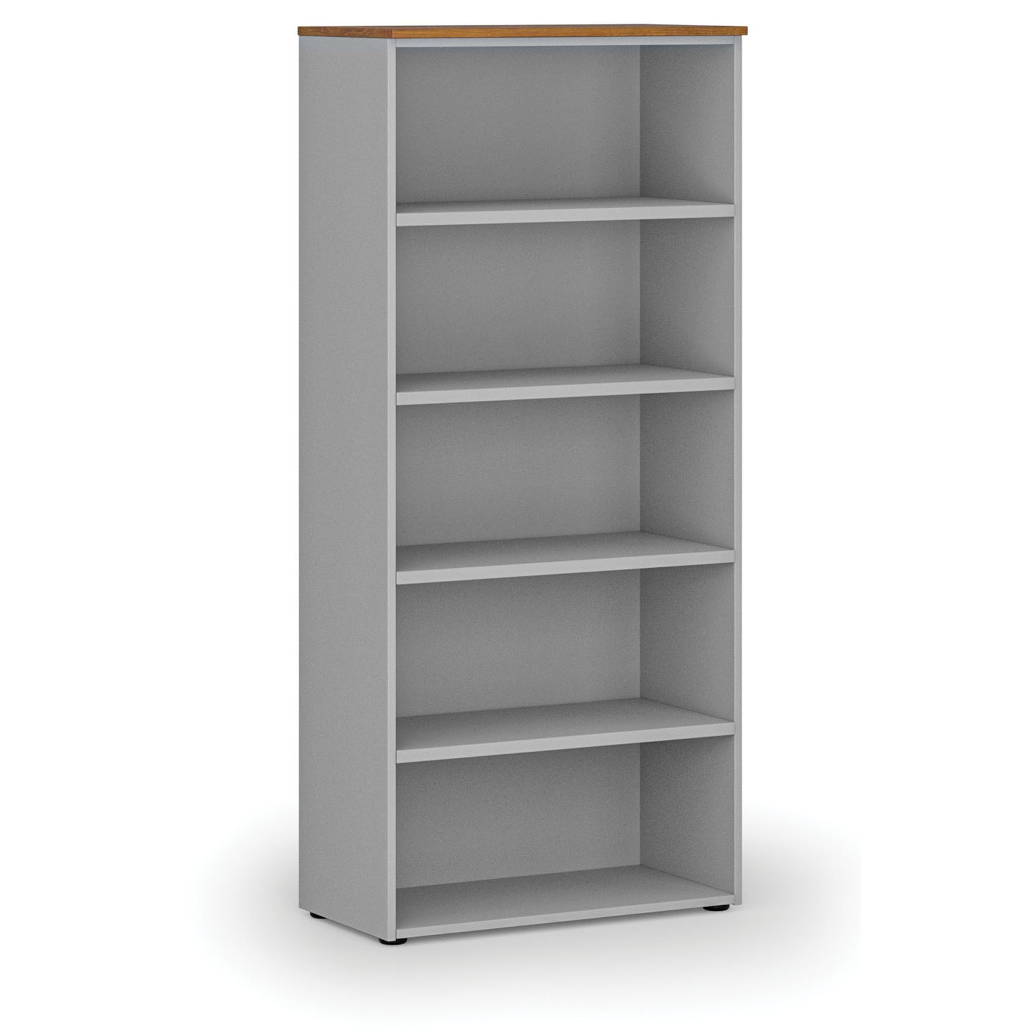 Büroregal PRIMO GRAY, 800 x 420 x 1781 mm, grau/Nussbaum