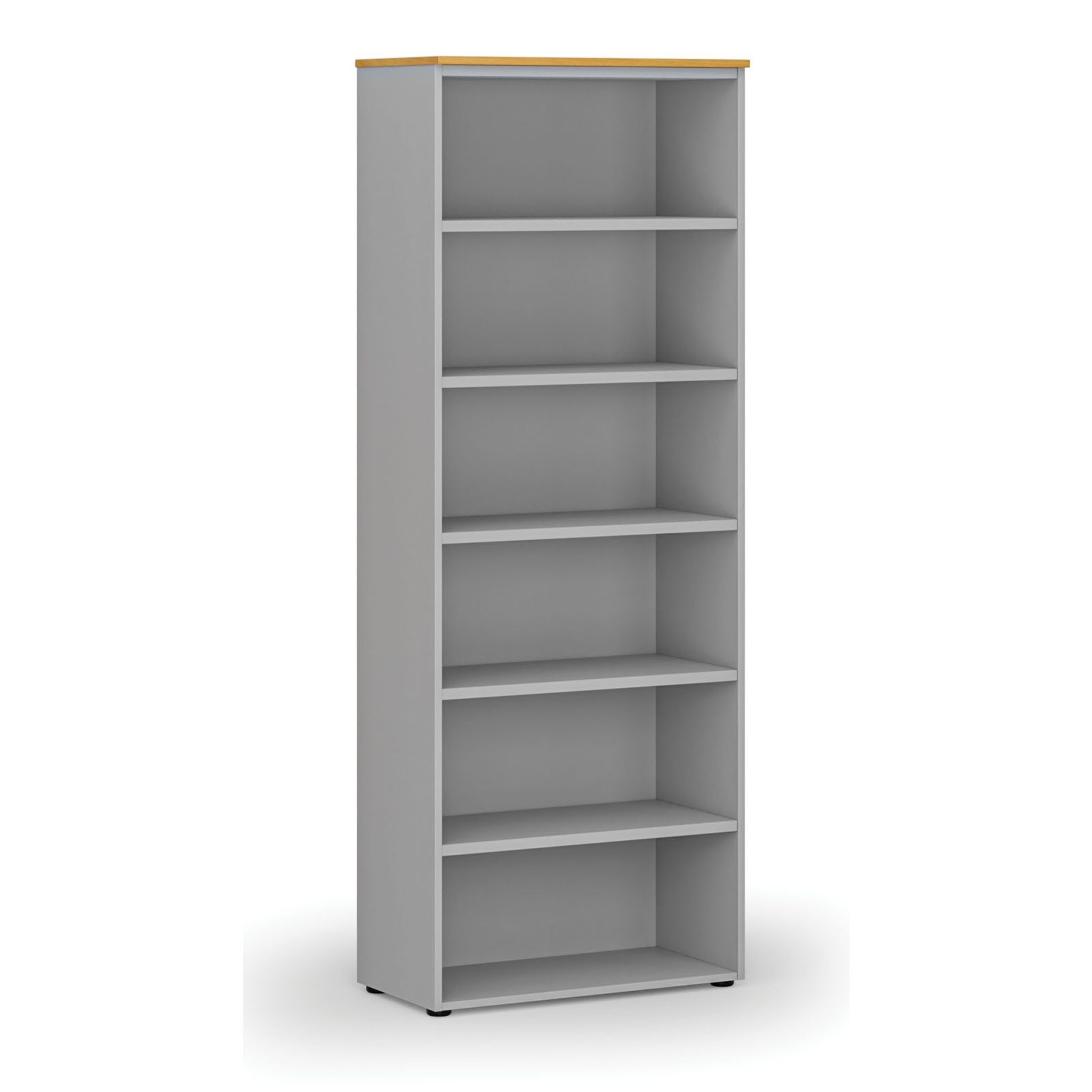 Büroregal PRIMO GRAY, 800 x 420 x 2128 mm, grau/Buche